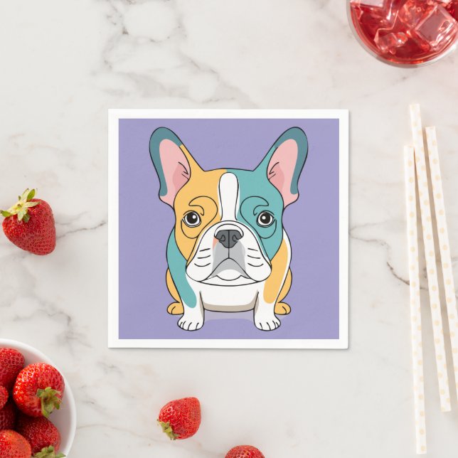 Retro French Bulldog Napkins (Insitu)