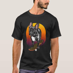 Retro French Bulldog Skateboarder Frenchie Owner T-Shirt