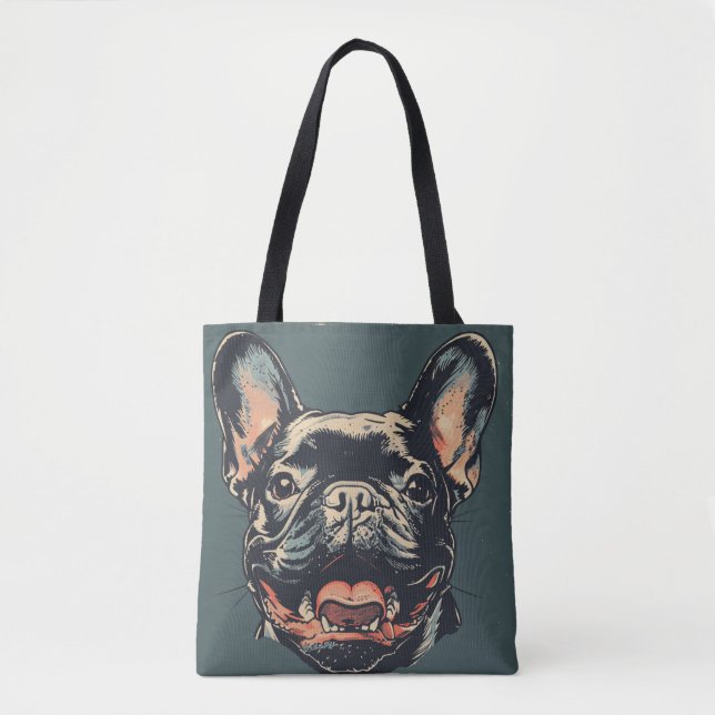 Retro French Bulldog Tote Bag (Front)