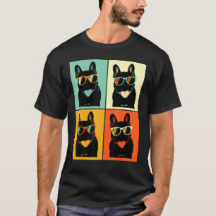 Retro French Bulldog With Sunglasses Frenchie Dog T-Shirt