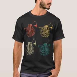 Retro French Horn Instrument Gift Vintage Music Ho T-Shirt