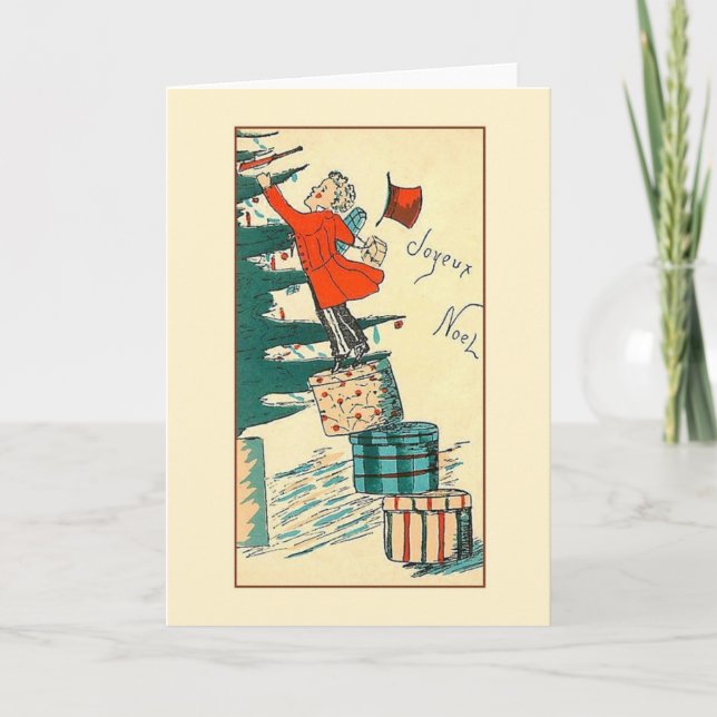 Retro French Joyeux Noël Christmas Card (Front)