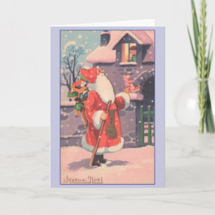 Retro French Merry Christmas Christmas Card