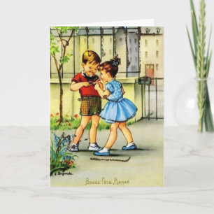 Retro French Mother Birthday Greeting Card