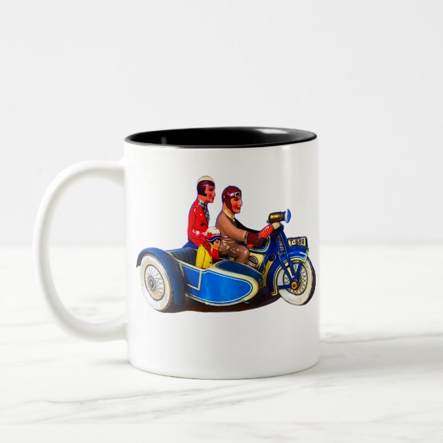 RETRO FRENCH MOTOROCYCLE + SIDECAR MUG (Left)