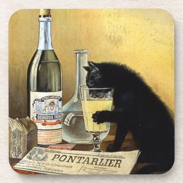 Retro french poster "absinthe bourgeois" coaster (Front)