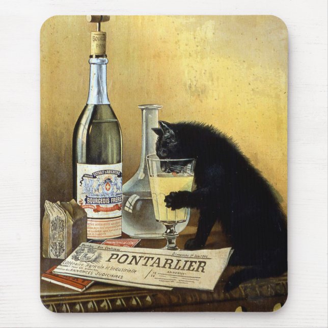 Retro french poster "absinthe bourgeois" mouse mat (Front)