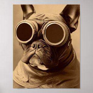 Retro Frenchie Sepia Poster