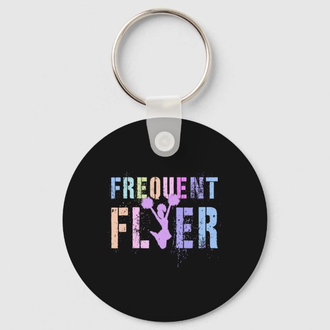Retro Frequent Flyer Cheerleading Team Cheerleader Key Ring (Front)