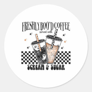 Retro Freshly Boo'd Coffee Lovers Boujee Ghost Hal Classic Round Sticker