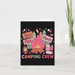 Retro Friends Fires Fun Campfire Pink Camping Crew Card