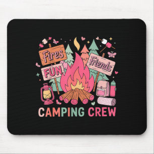 Retro Friends Fires Fun Campfire Pink Camping Crew Mouse Mat