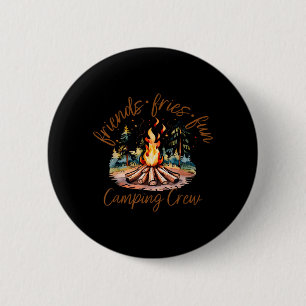 Retro Friends Fires Fun Camping Crew Summer 6 Cm Round Badge