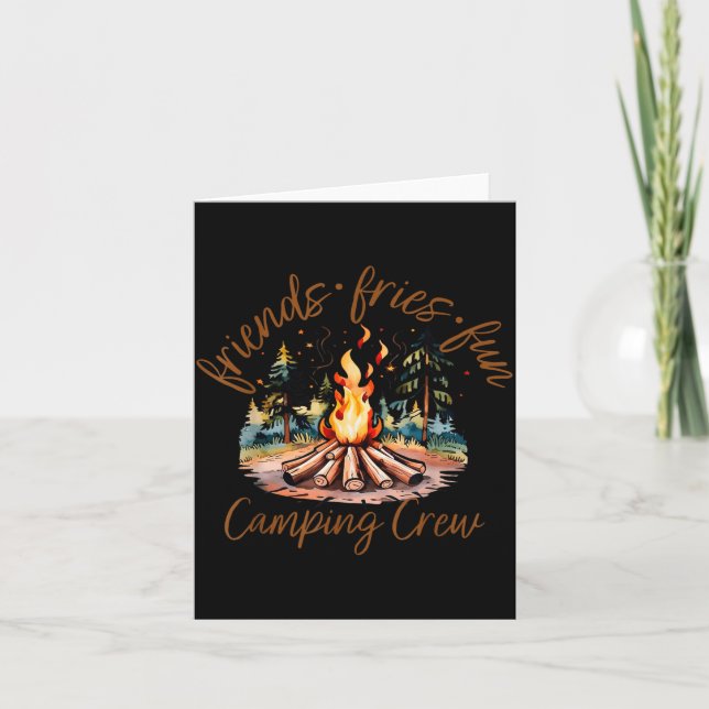 Retro Friends Fires Fun Camping Crew Summer Card (Front)