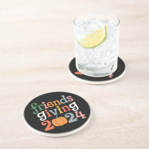 Retro Friends Giving 2024 Thanksgiving Fall Coaster