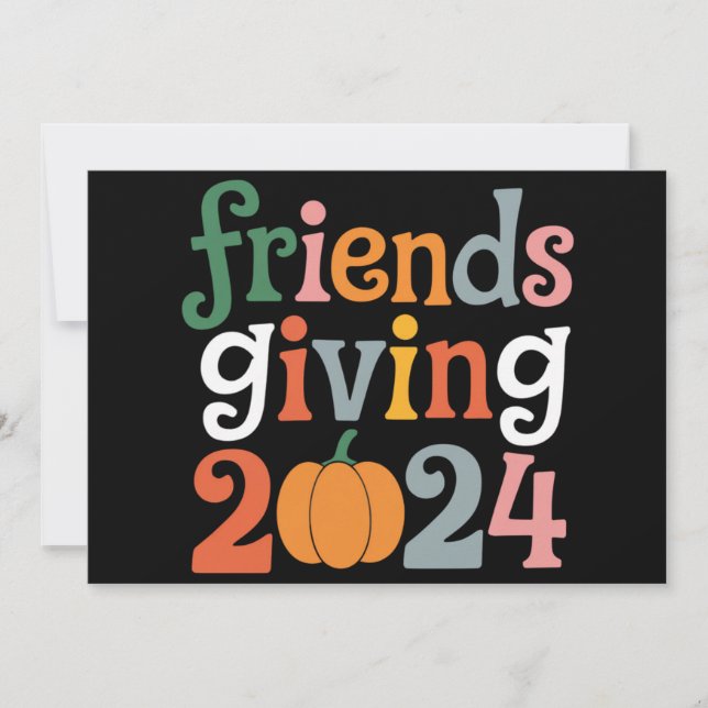 Retro Friends Giving 2024 Thanksgiving Fall Holiday Card (Front)