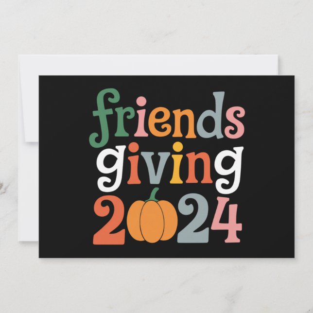 Retro Friends Giving 2024 Thanksgiving Fall Invitation (Front)