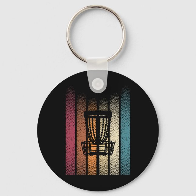 Retro Frisbee Disc Golf _5  Key Ring (Front)