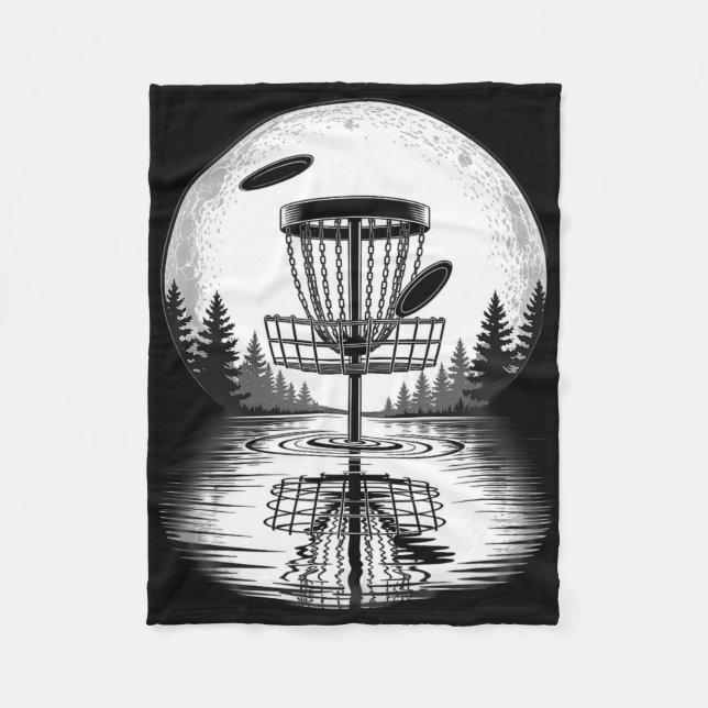 Retro Frisbee Golf Sket Silhouette Disc Golf  Fleece Blanket (Front)