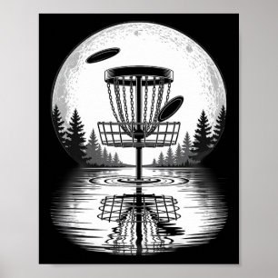 Retro Frisbee Golf Sket Silhouette Disc Golf Poster