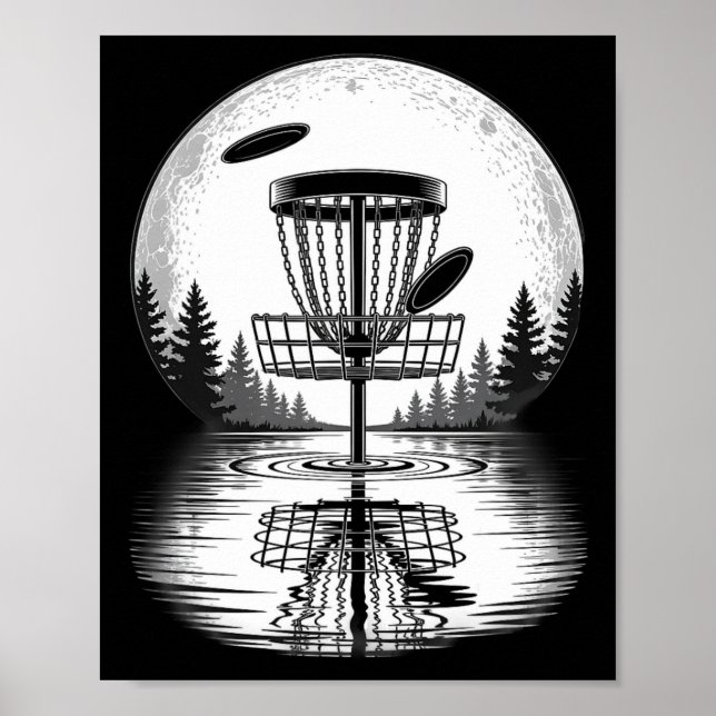 Retro Frisbee Golf Sket Silhouette Disc Golf  Poster (Front)