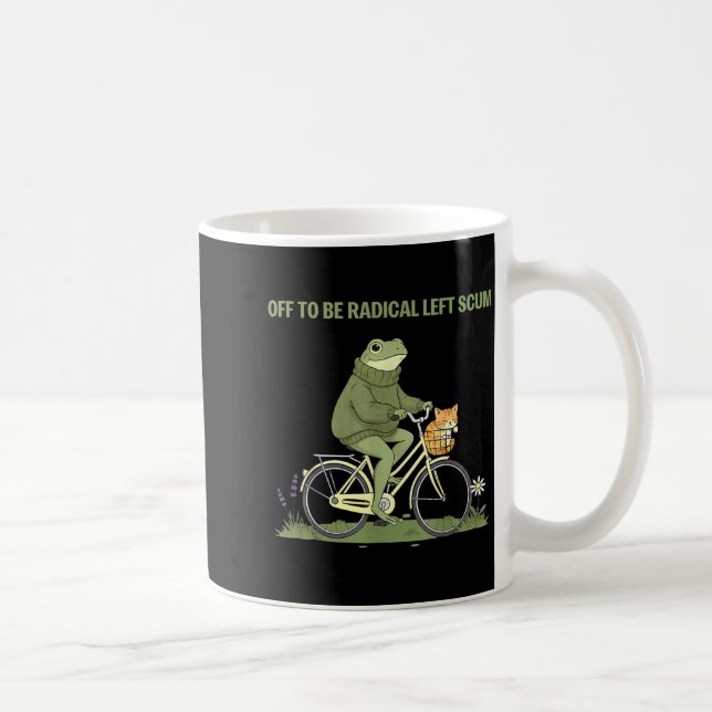 Retro frog bicycle cat off to be radical left scum coffee mug (Right)