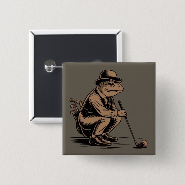 Retro Frog Funny Retro Frog Golf Lover 15 Cm Square Badge (Front & Back)