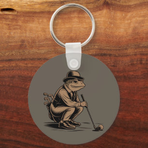 Retro Frog Funny Retro Frog Golf Lover Key Ring