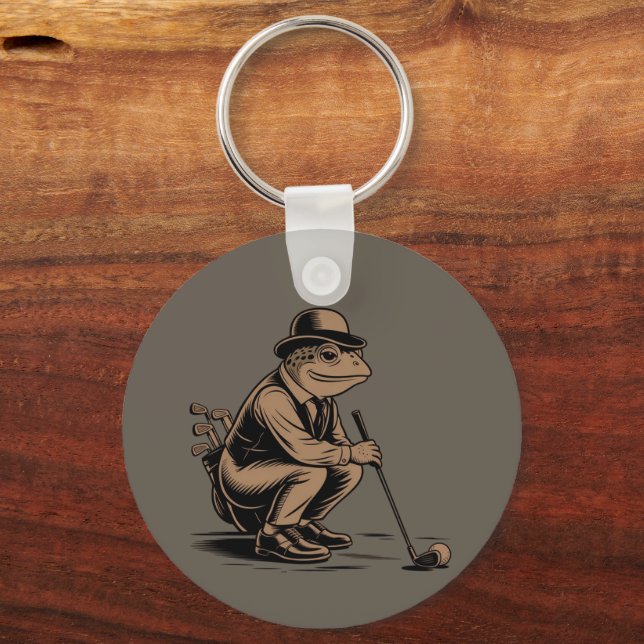 Retro Frog Funny Retro Frog Golf Lover Key Ring (Front)