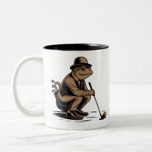 Retro Frog Funny Retro Frog Golf Lover Two-Tone Coffee Mug