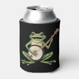 Retro Frog Playing Banjo 90s Music Lovers Vintage Can Cooler