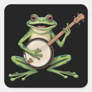Retro Frog Playing Banjo 90s Music Lovers Vintage Square Sticker