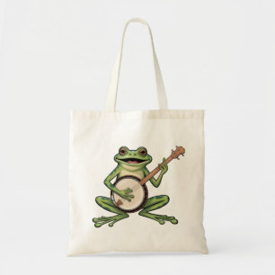 Retro Frog Playing Banjo 90s Music Lovers Vintage Tote Bag
