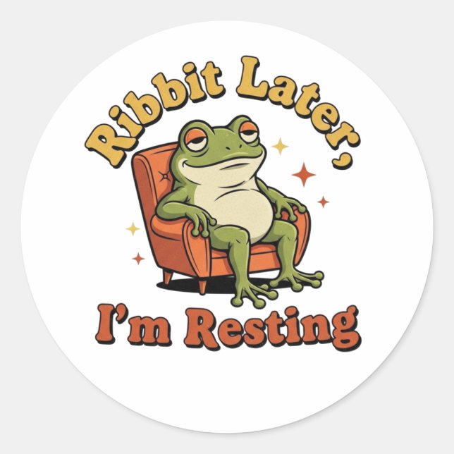 Retro Frog Resting Quote Vinyl Sticker (Front)
