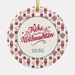 Retro Frohe Weihnachten Ceramic Tree Decoration