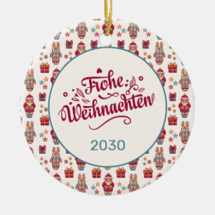 Retro Frohe Weihnachten Ceramic Tree Decoration