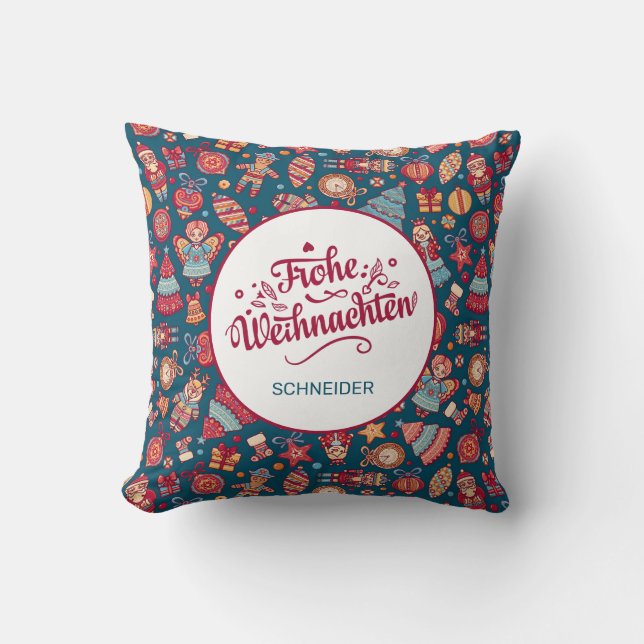 Retro Frohe Weihnachten Personalised Cushion (Front)