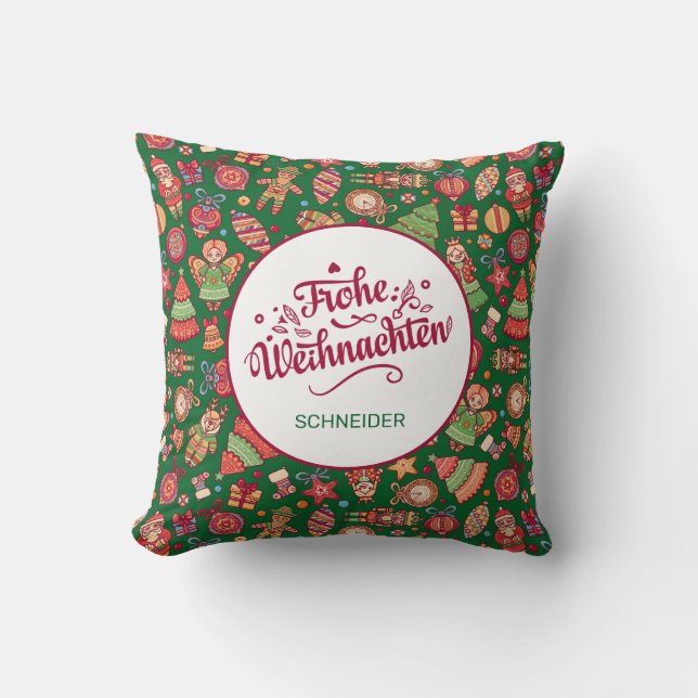 Retro Frohe Weihnachten Personalised Cushion (Front)