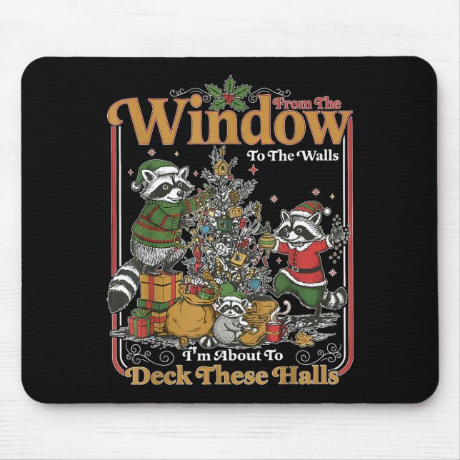 Retro From The Windows To The Walls Funny Raccoon  Mouse Mat (Front)
