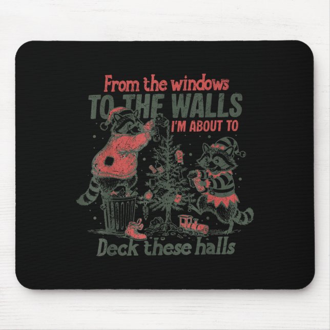 Retro From The Windows To The Walls Funny Raccoon  Mouse Mat (Front)