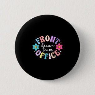 Retro front office squad happy first day of school 6 cm round badge