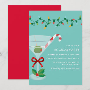 Retro Frost Christmas Holiday Cocktail Party Invitation