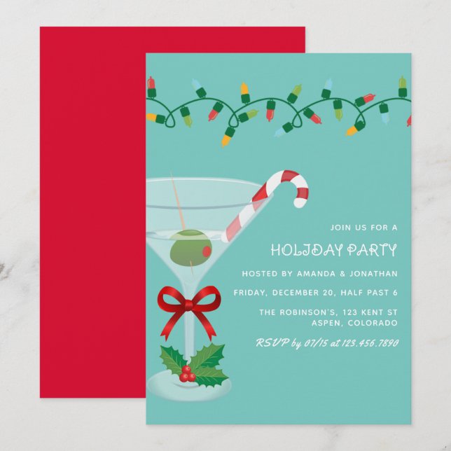 Retro Frost Christmas Holiday Cocktail Party Invitation (Front/Back)
