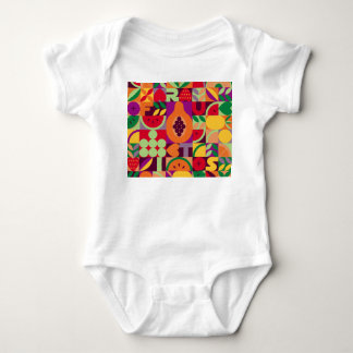 Retro Fruit Geometric: Vintage Seamless Baby Bodysuit