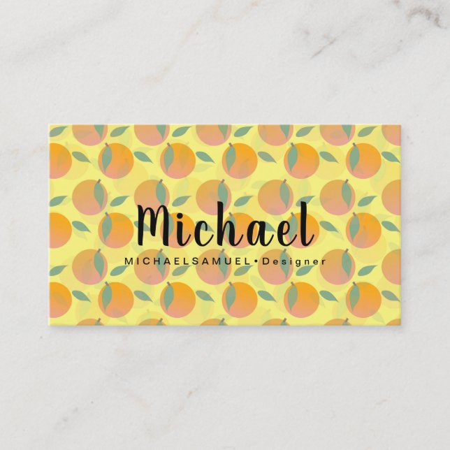 Retro Fruit Orange Pattern Designer Business Card (Front)