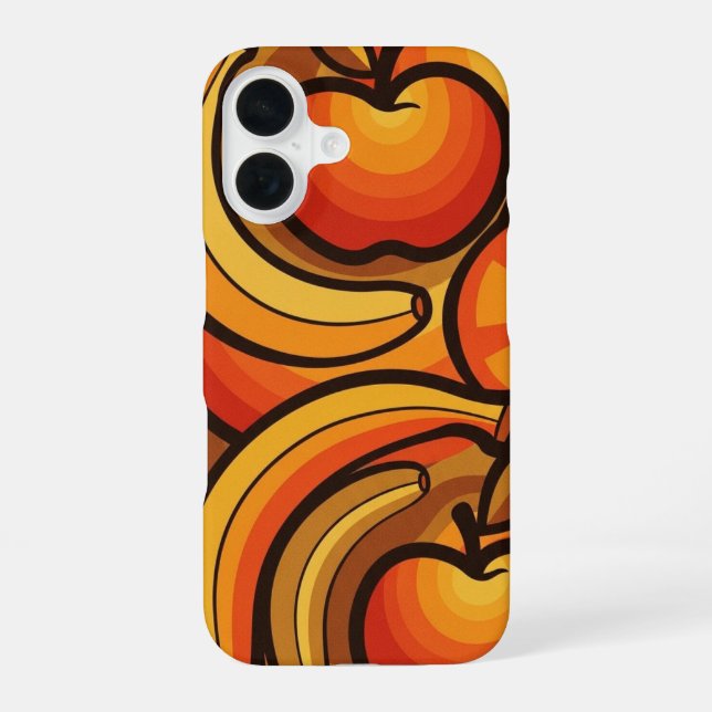 Retro Fruit Waves iPhone 16 Case (Back)