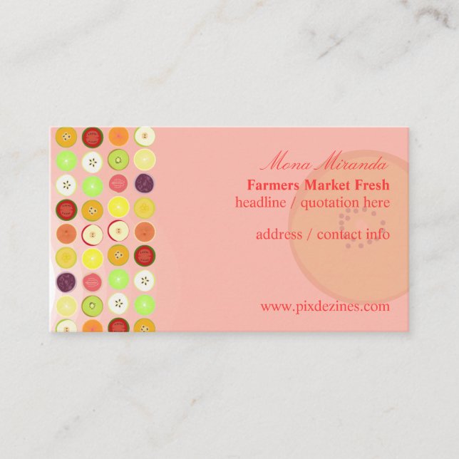 Retro fruits business card, raspberry background business card (Front)