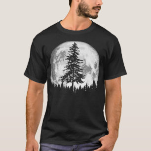 Retro Full Moon Minimalist Pine Tree Vintage Grap T-Shirt