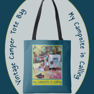 Retro Fun and Vintage Vibe Camper Trailer Tote Bag
