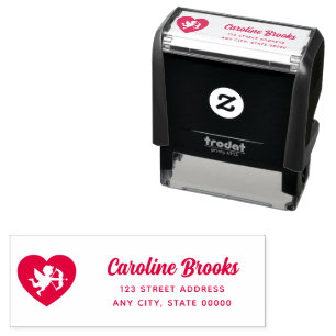 Retro Fun Cupid Heart Wedding Red Self-inking Stamp